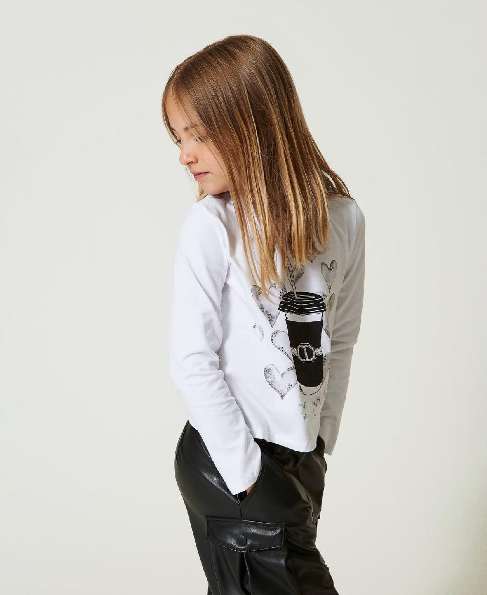 Scee by twin set T-shirt con stampa e strass Vendita calda