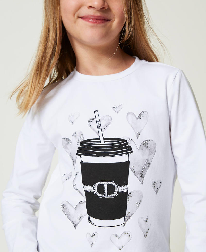 Scee by twin set T-shirt con stampa e strass Vendita calda