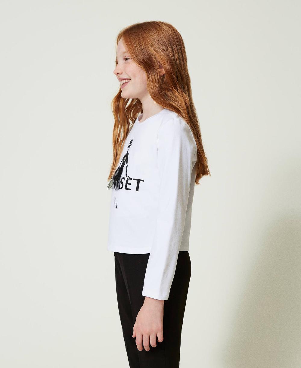 Scee by twin set T-shirt con stampa logo e glitter Latest fashion