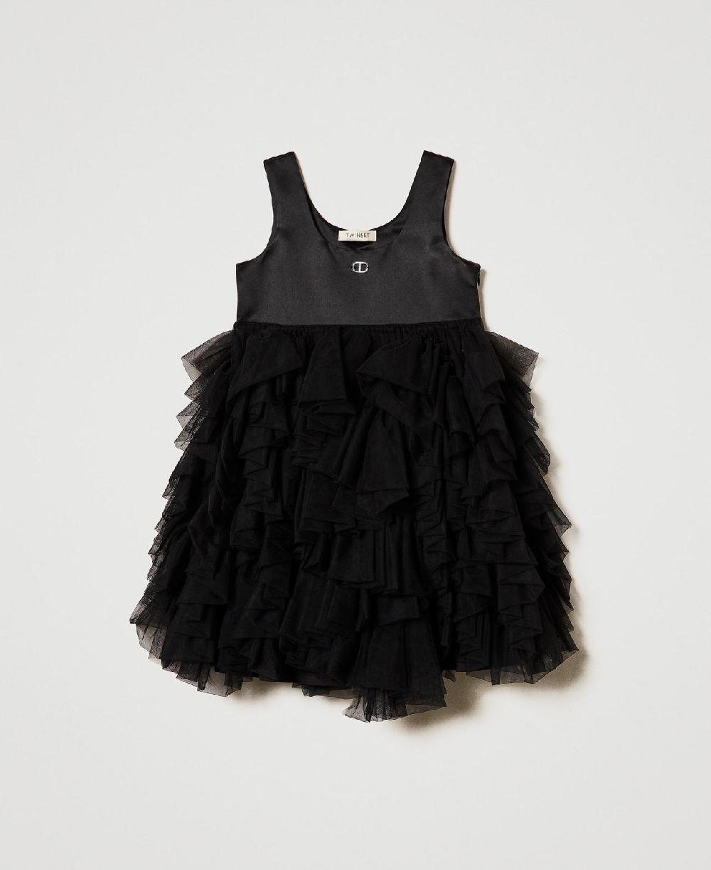 Scee by twin set Abito corto con volant in tulle Offerta temporanea