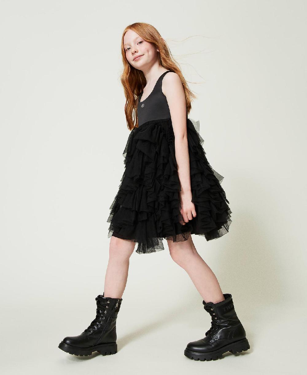 Scee by twin set Abito corto con volant in tulle Offerta temporanea
