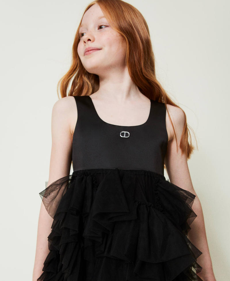 Scee by twin set Abito corto con volant in tulle Offerta temporanea
