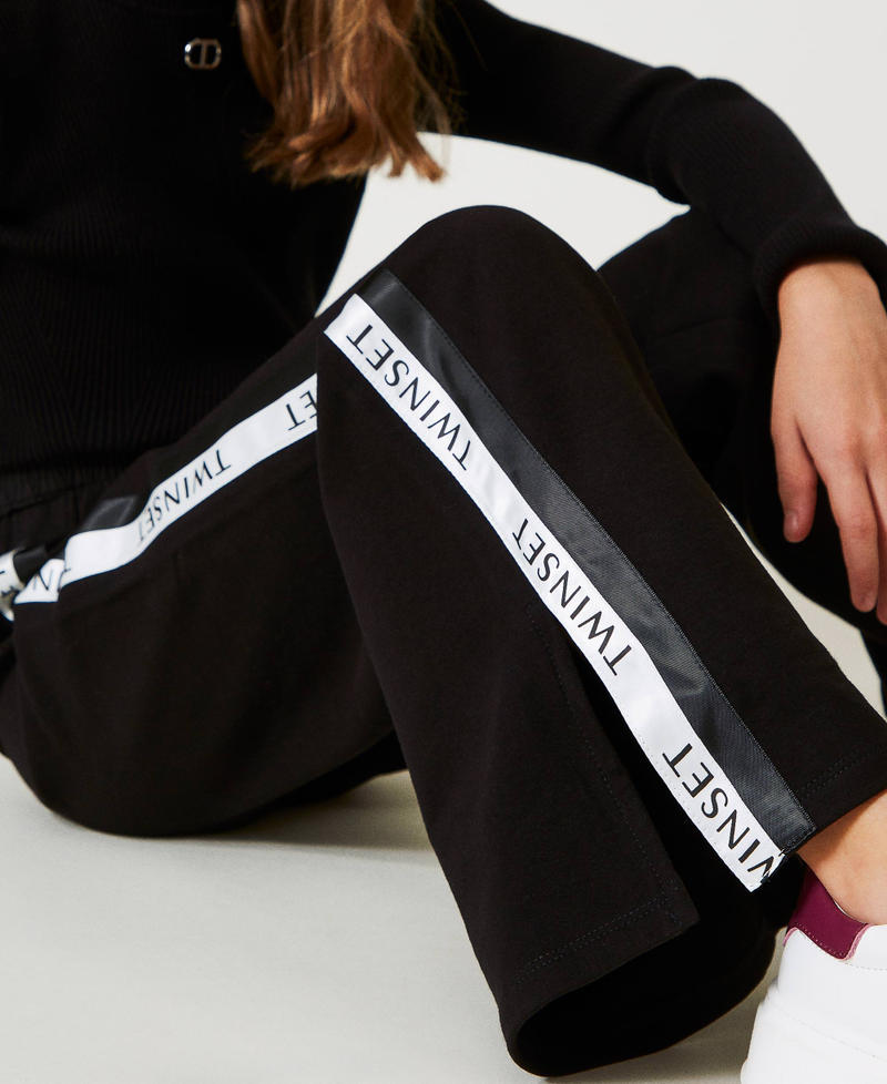 Scee by twin set Pantaloni a palazzo in felpa con logo Grandi sconti