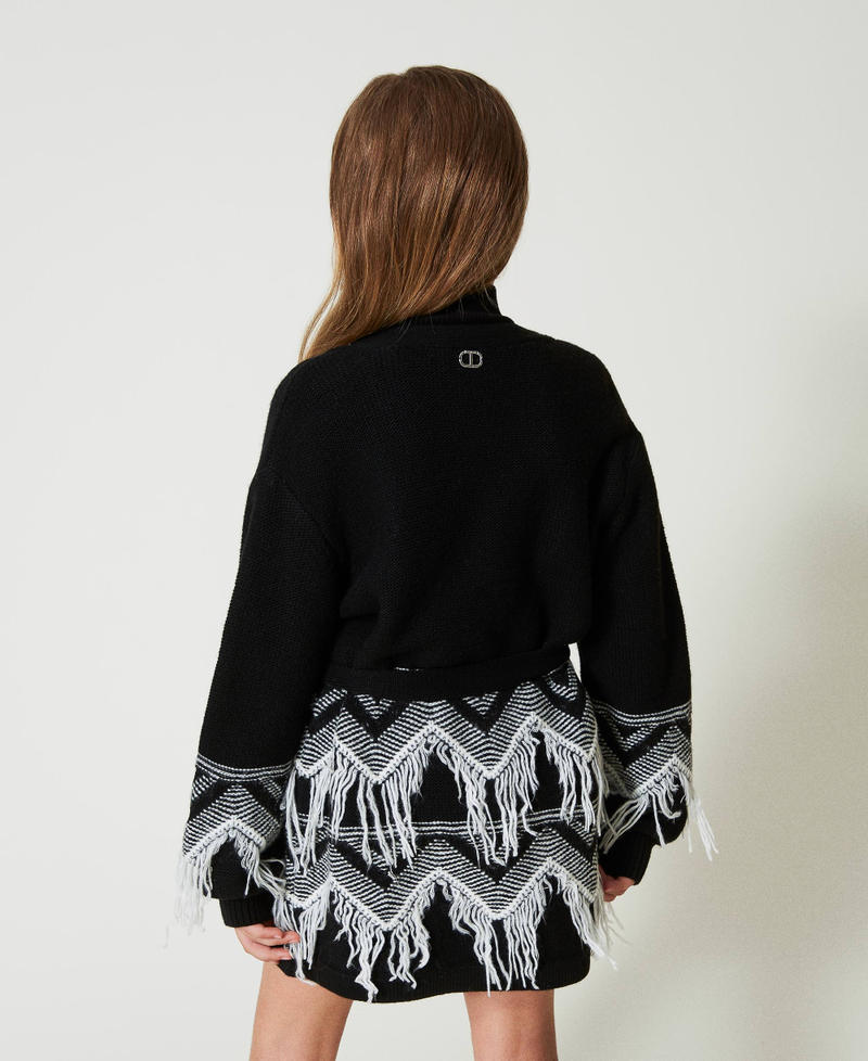 Scee by twin set Cappotto in maglia misto lana con frange Offerte speciali