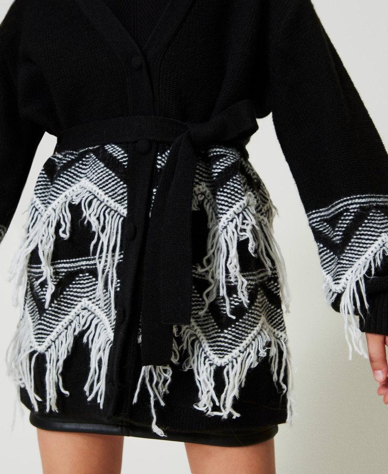 Scee by twin set Cappotto in maglia misto lana con frange Offerte speciali