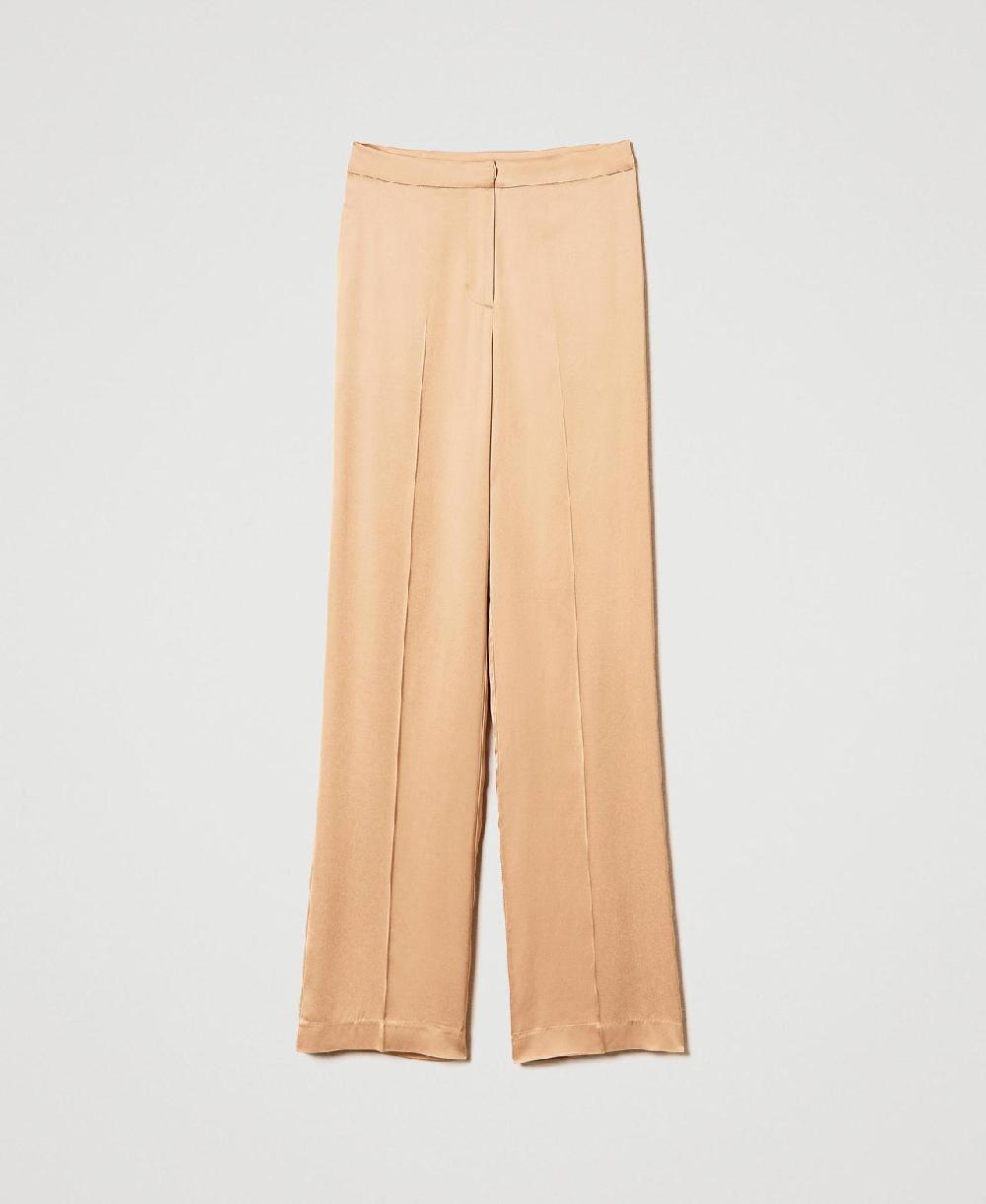 Scee by twin set Pantaloni straight leg in raso Rilascio limitato