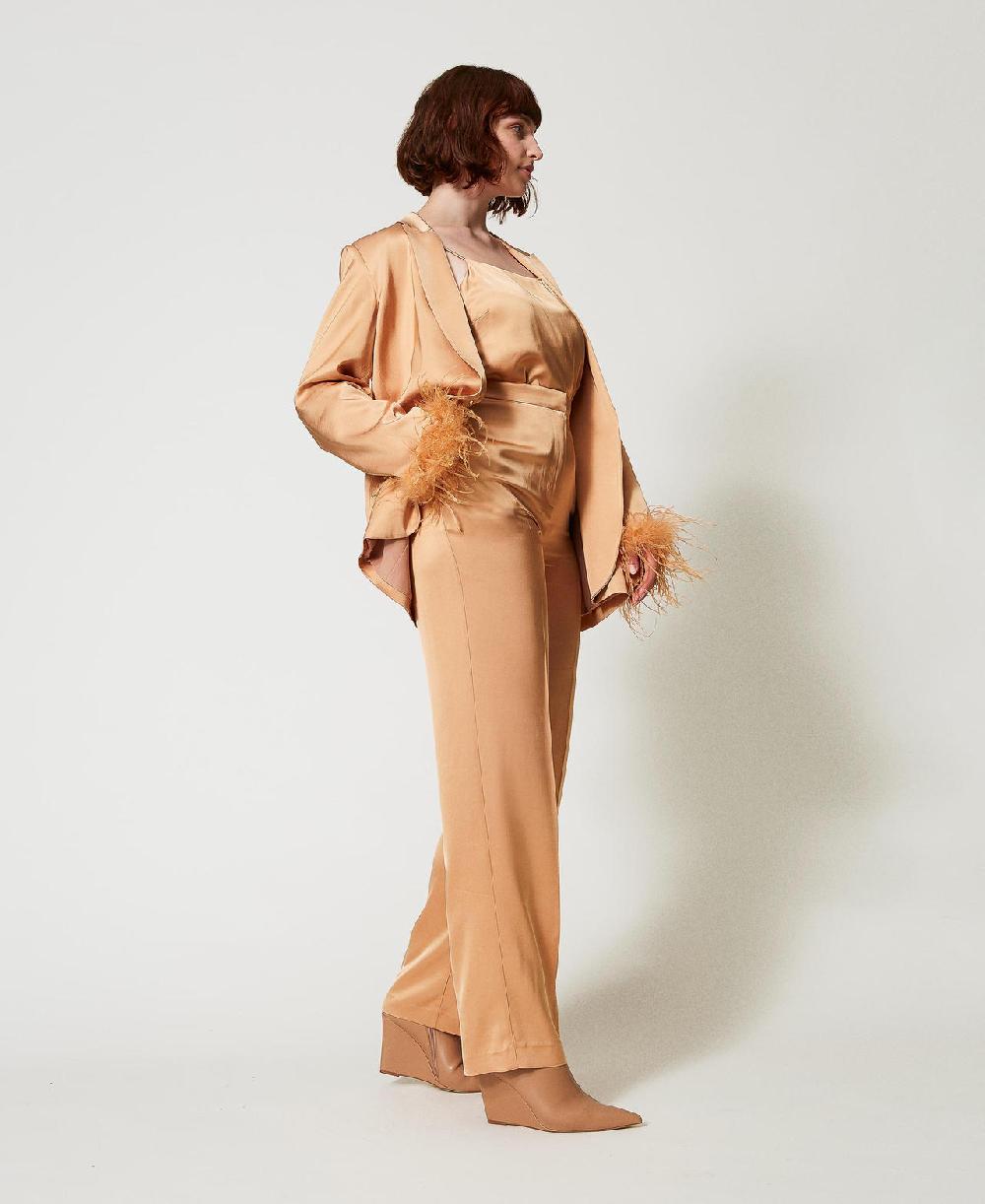 Scee by twin set Pantaloni straight leg in raso Rilascio limitato