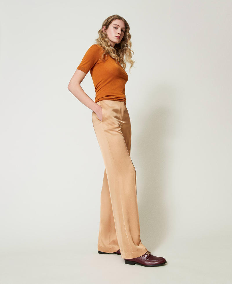 Scee by twin set Pantaloni straight leg in raso Rilascio limitato