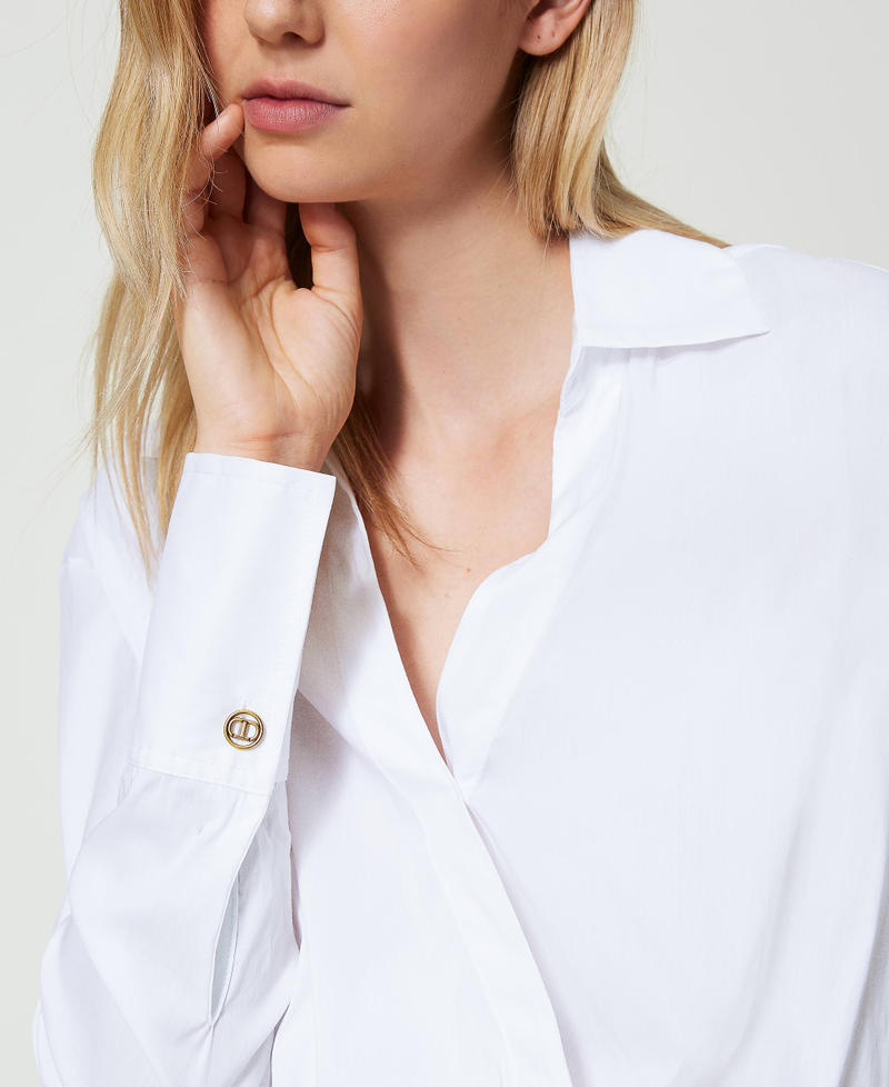 Scee by twin set Blusa in popeline con incrocio Promozione temporanea