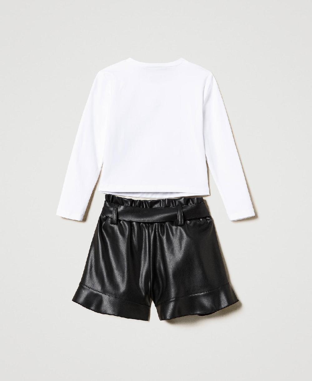 Scee by twin set T-shirt con stampa e shorts con volant Offerta speciale della fabbrica