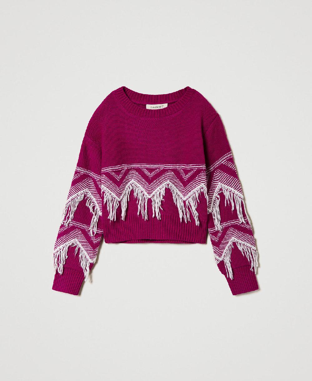 Scee by twin set Maglia in misto lana con frange Fino al 55% di sconto