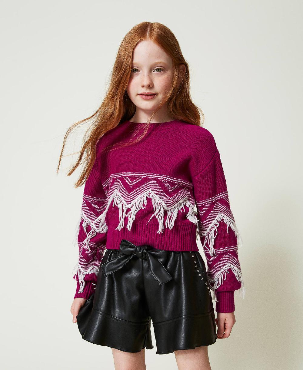 Scee by twin set Maglia in misto lana con frange Fino al 55% di sconto