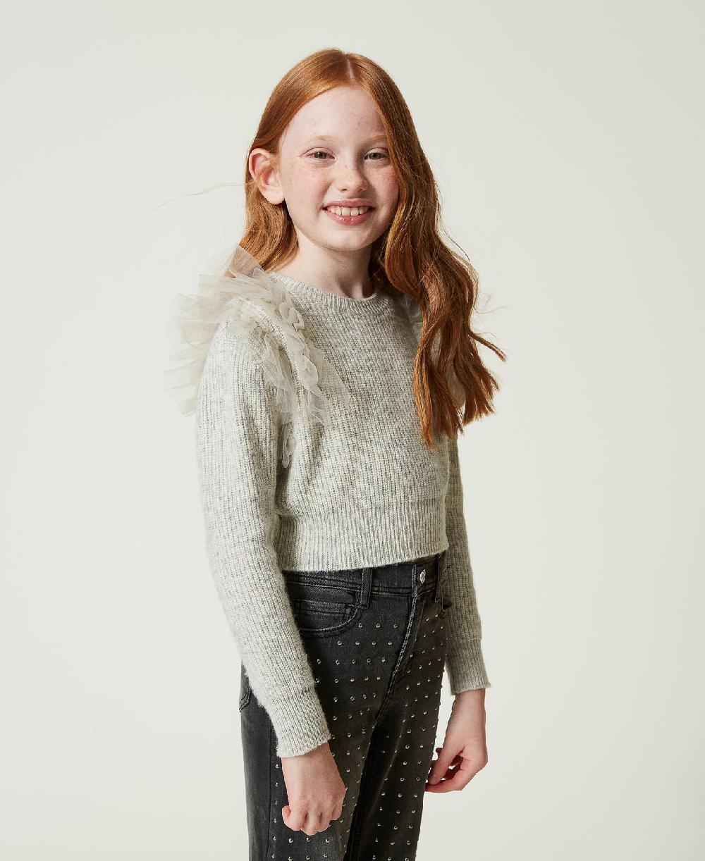 Scee by twin set Maglia regular con balze in tulle Discount Store per i nuovi prodotti
