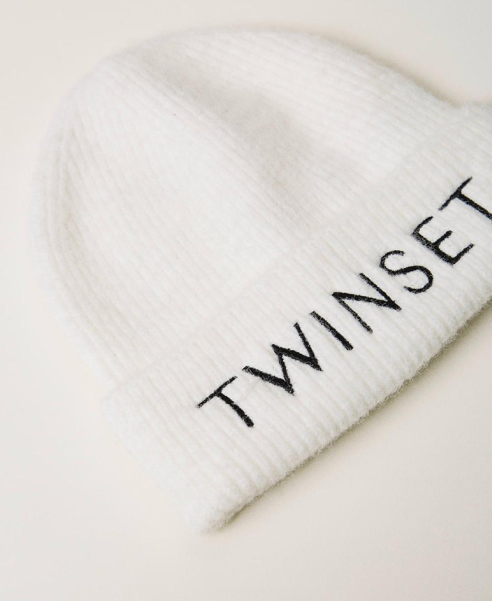 Scee by twin set Cuffia in maglia con ricamo logo Super sconto