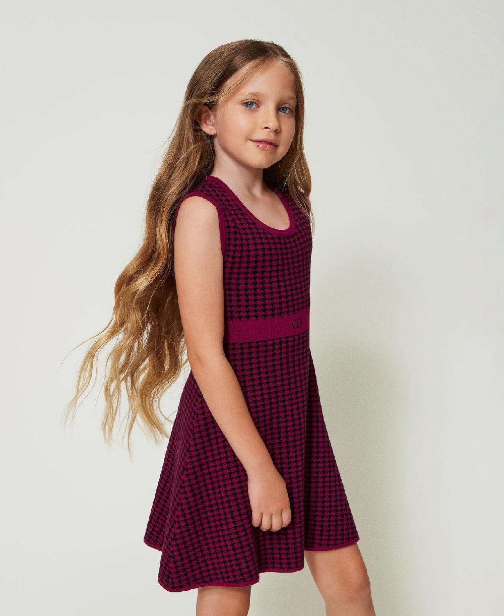 Scee by twin set Abito corto in maglia jacquard pied de poule Esporta salva