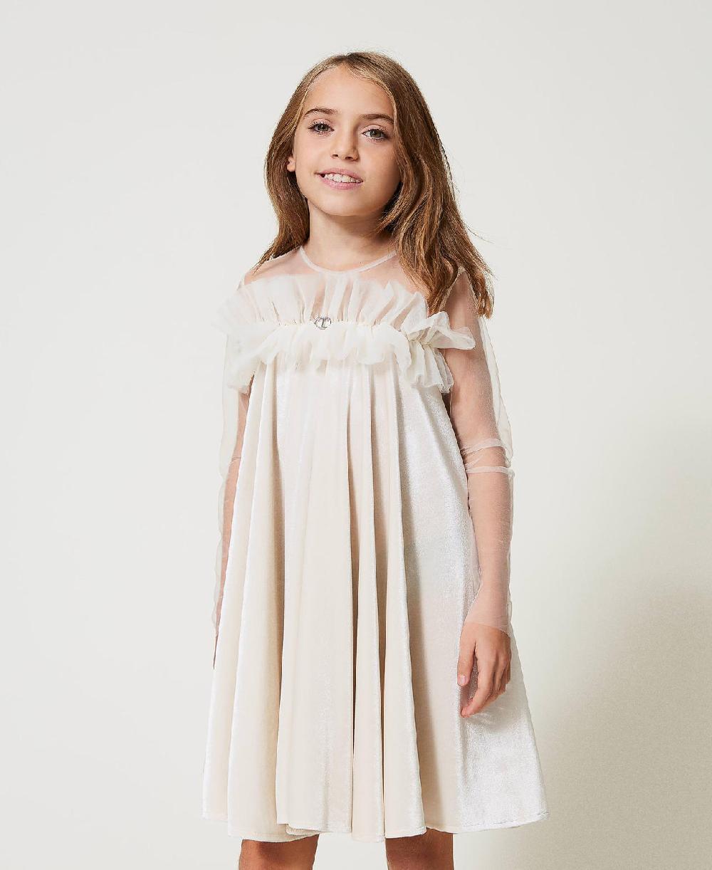 Scee by twin set Abito corto in ciniglia e tulle In vendita