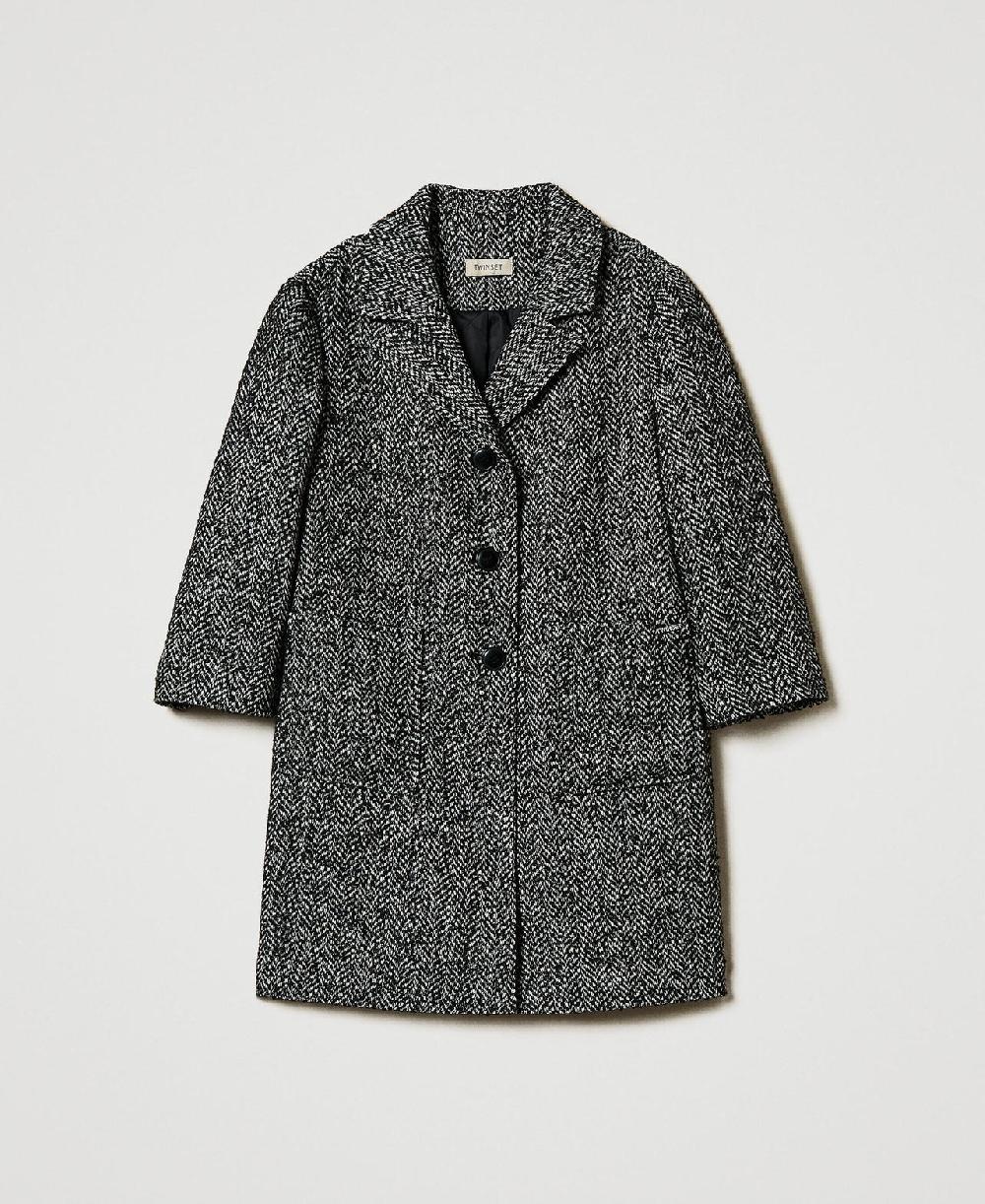 Scee by twin set Cappotto in panno chevron Duty-free