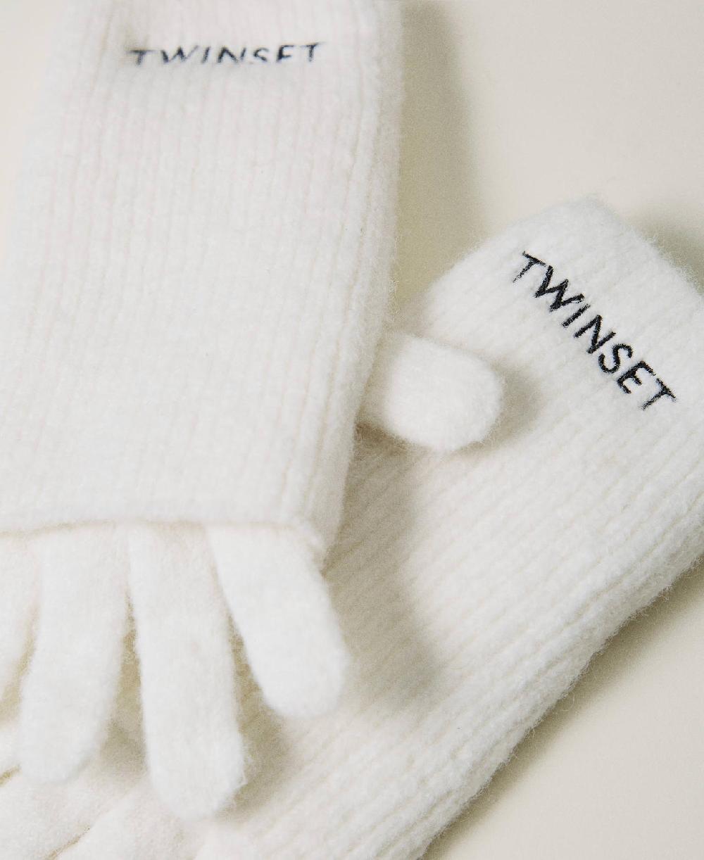 Scee by twin set Set guanti in maglia con ricamo logo 50% di sconto per tempo limitato