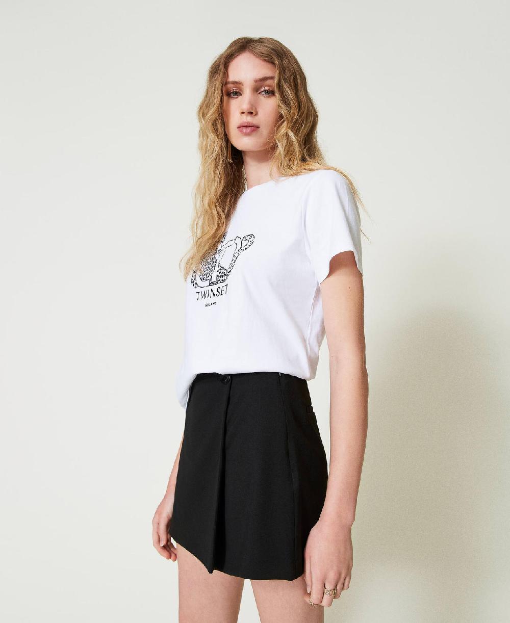 Scee by twin set T-shirt con ricamo logo e giaguaro Spedizione Gratuita