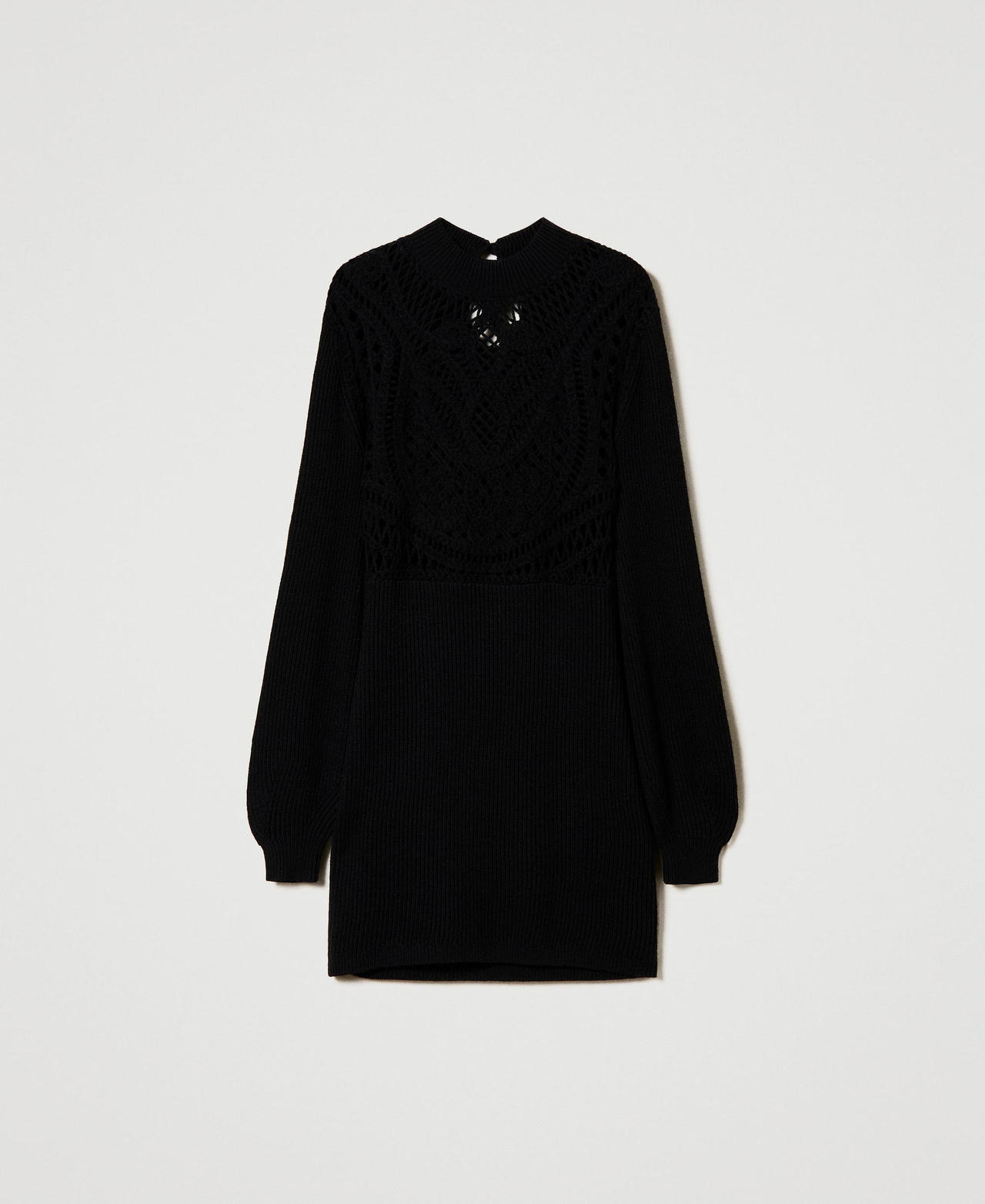 Scee by twin set Abito corto in maglia misto lana crochet Shopping Online