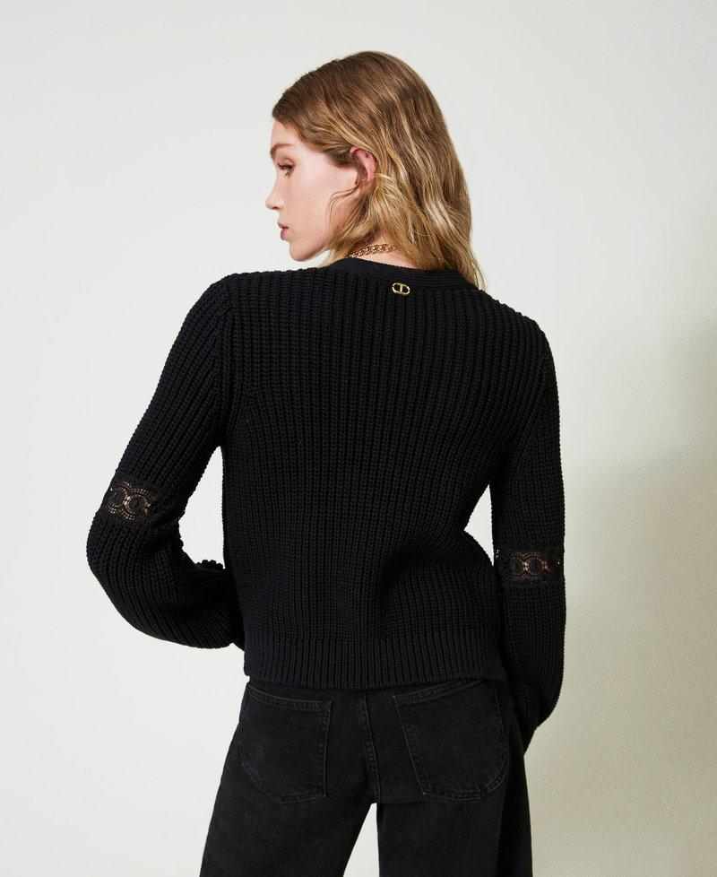 Scee by twin set Cardigan a costine con pizzo Sottocosto