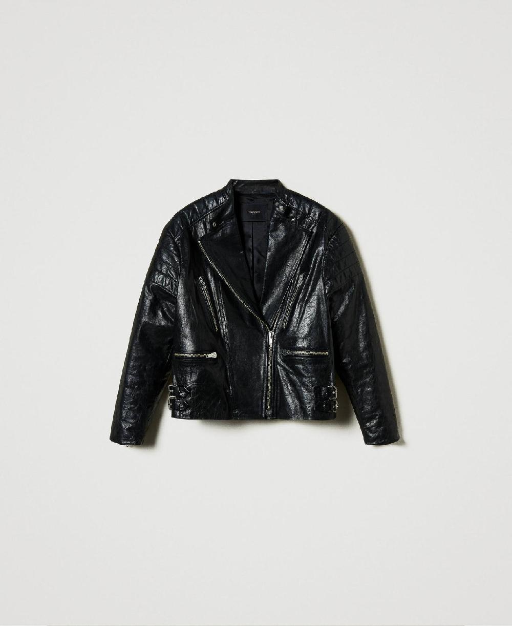 Scee by twin set Giacca biker 'Fairfax' in pelle Outlet