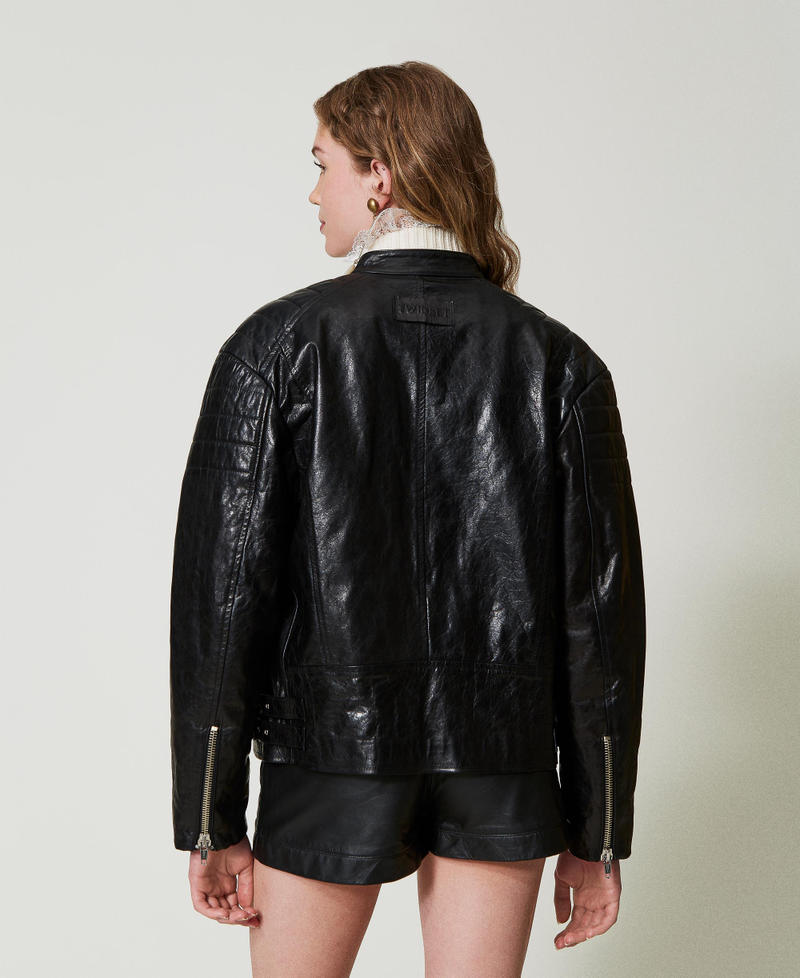 Scee by twin set Giacca biker 'Fairfax' in pelle Outlet