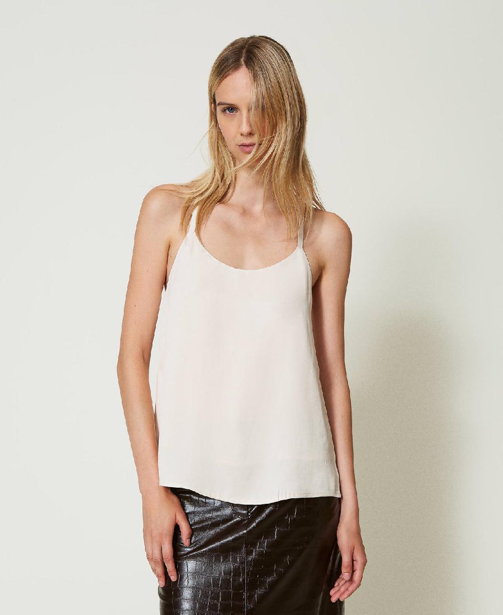 Scee by twin set Top in raso con spalline sottili Vendita Calda