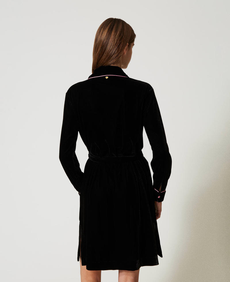 Scee by twin set Camicia da notte in velluto con ricamo Vendite Flash