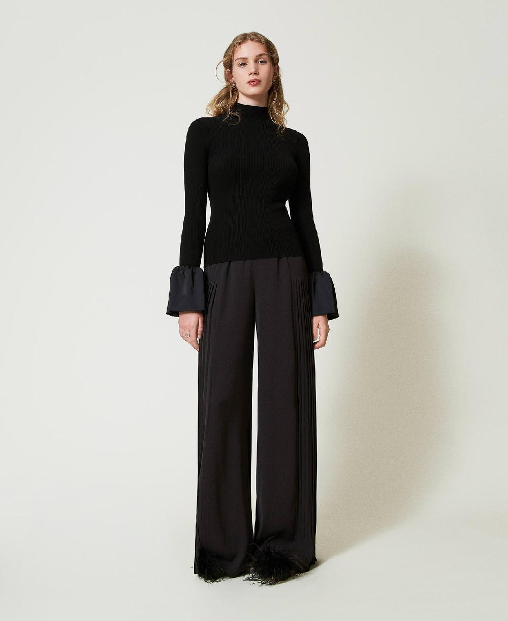 Scee by twin set Pantaloni a palazzo in georgette plissé Moda