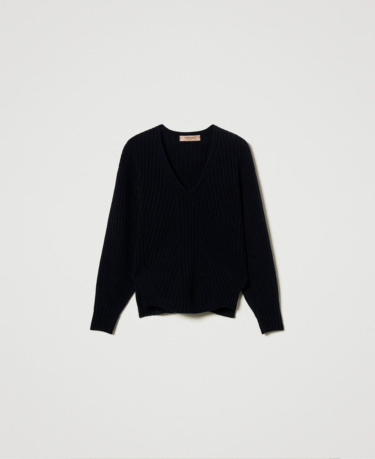 Scee by twin set Maglia in lana e cashmere a costine Spedizione gratuita