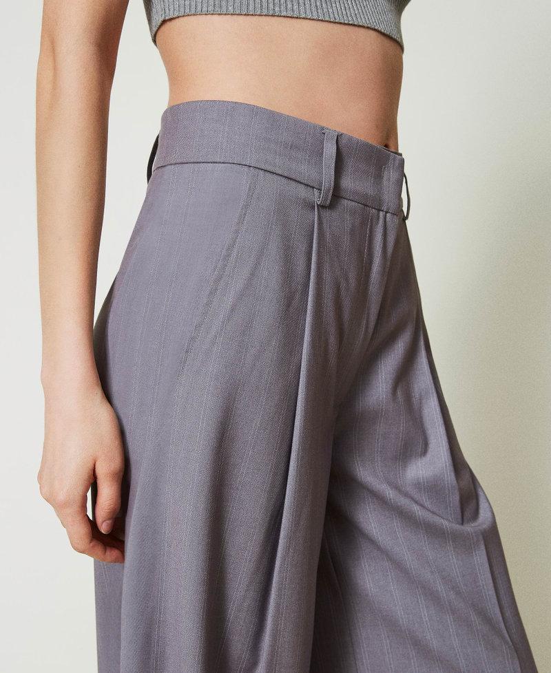 Scee by twin set Pantaloni wide leg gessati con risvolto Sconto di tempo limitato