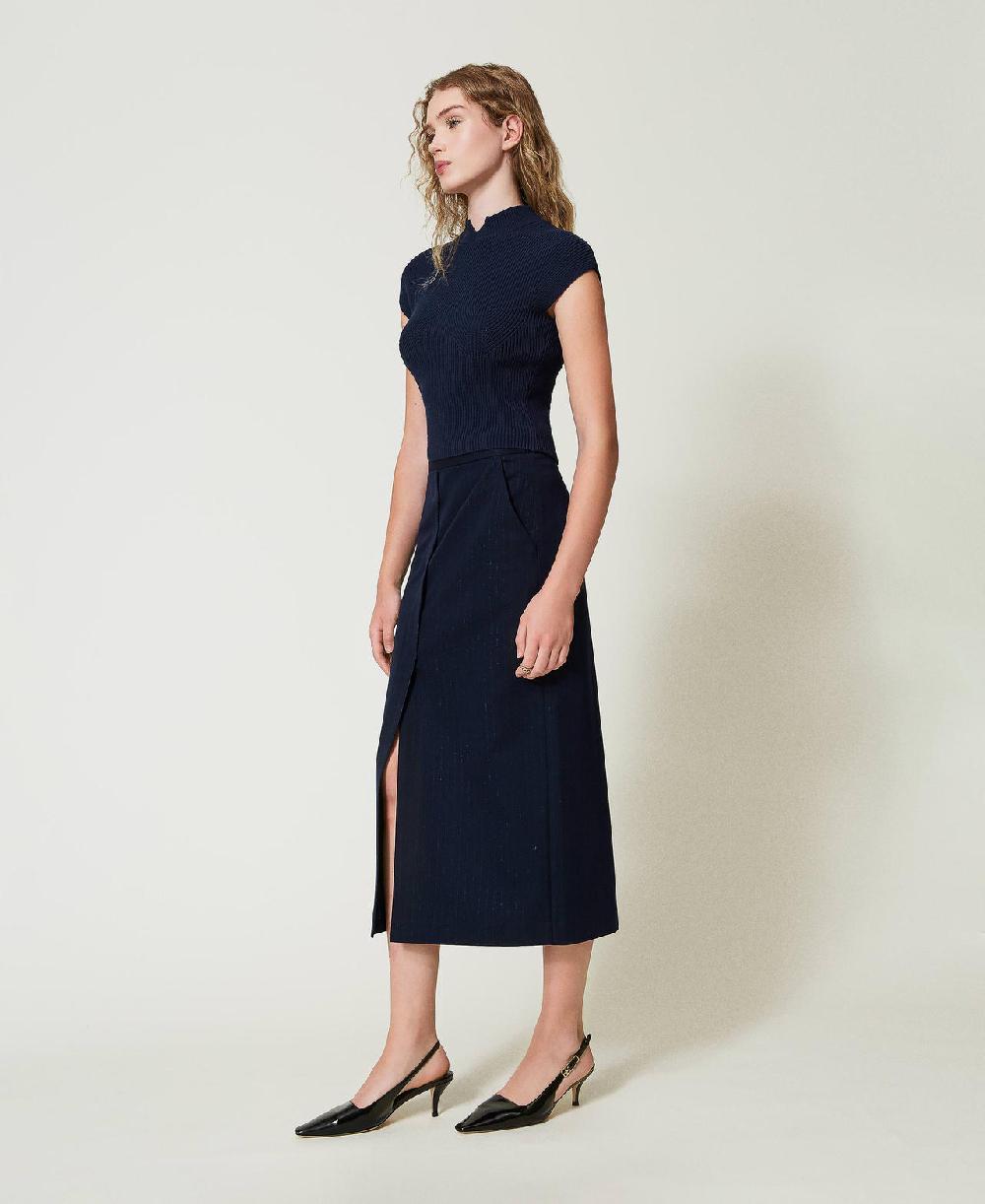Scee by twin set Gonna longuette gessata lurex Comprare a buon mercato