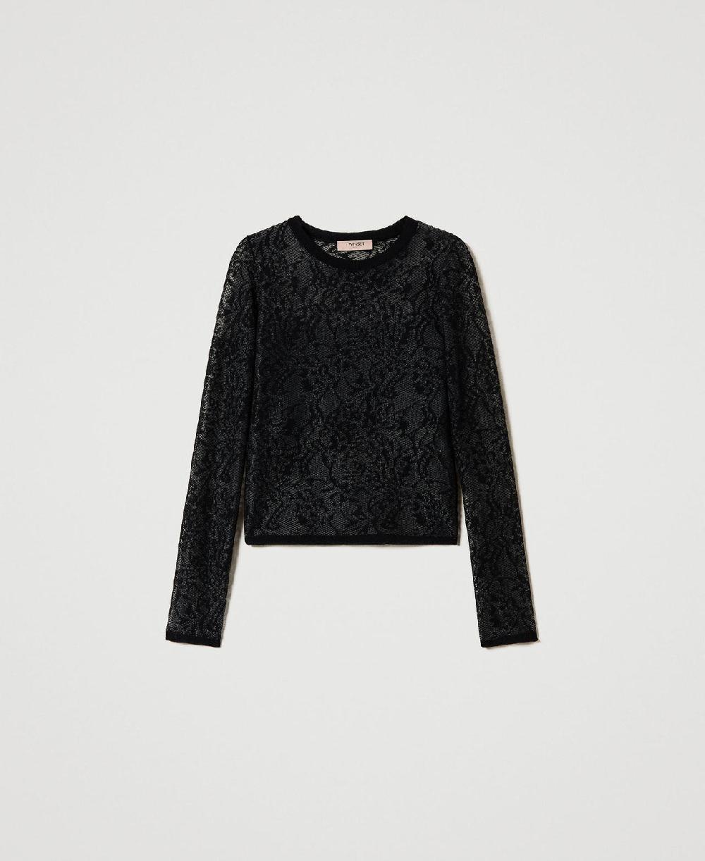 Scee by twin set Maglia jacquard effetto pizzo Flash Sale