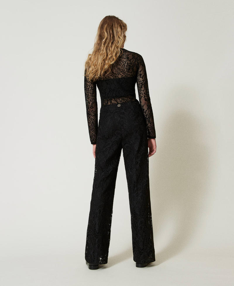 Scee by twin set Pantaloni wide leg in pizzo macramè Vendite stagionali