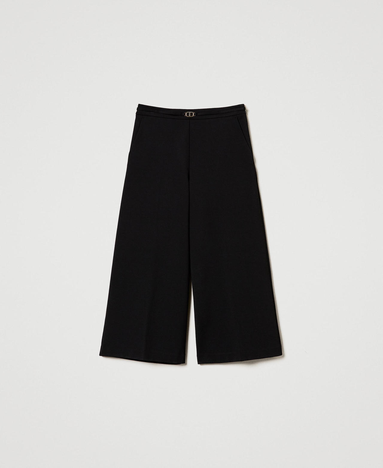 Scee by twin set Pantaloni cropped con cinturino Oval T Black Friday