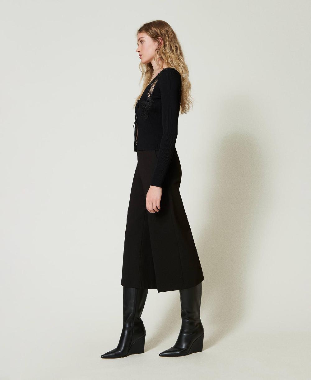 Scee by twin set Pantaloni cropped con cinturino Oval T Black Friday