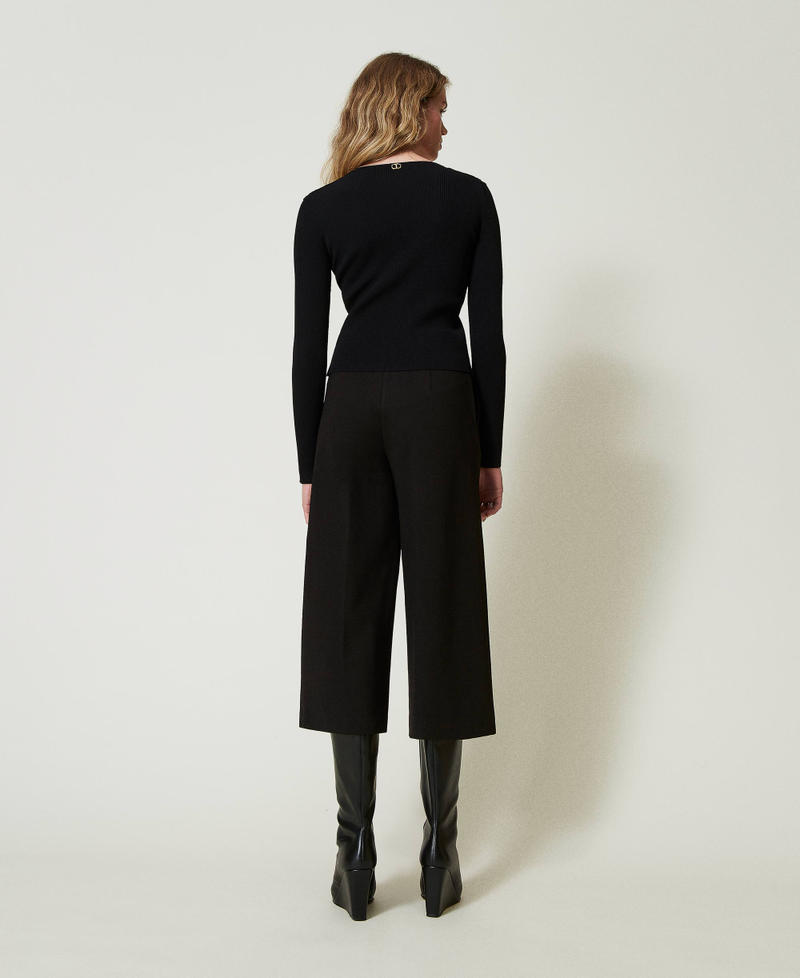 Scee by twin set Pantaloni cropped con cinturino Oval T Black Friday