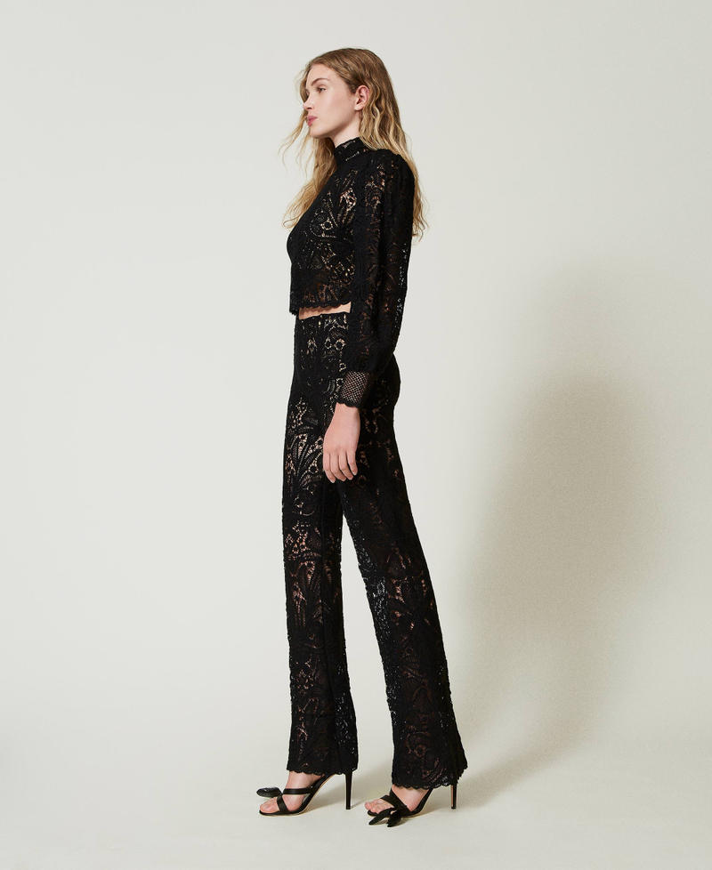 Scee by twin set Pantaloni in maglia crochet a fiori Offerta migliore