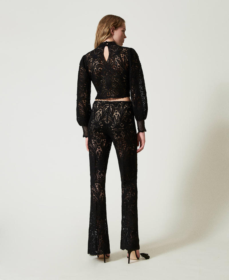 Scee by twin set Pantaloni in maglia crochet a fiori Offerta migliore