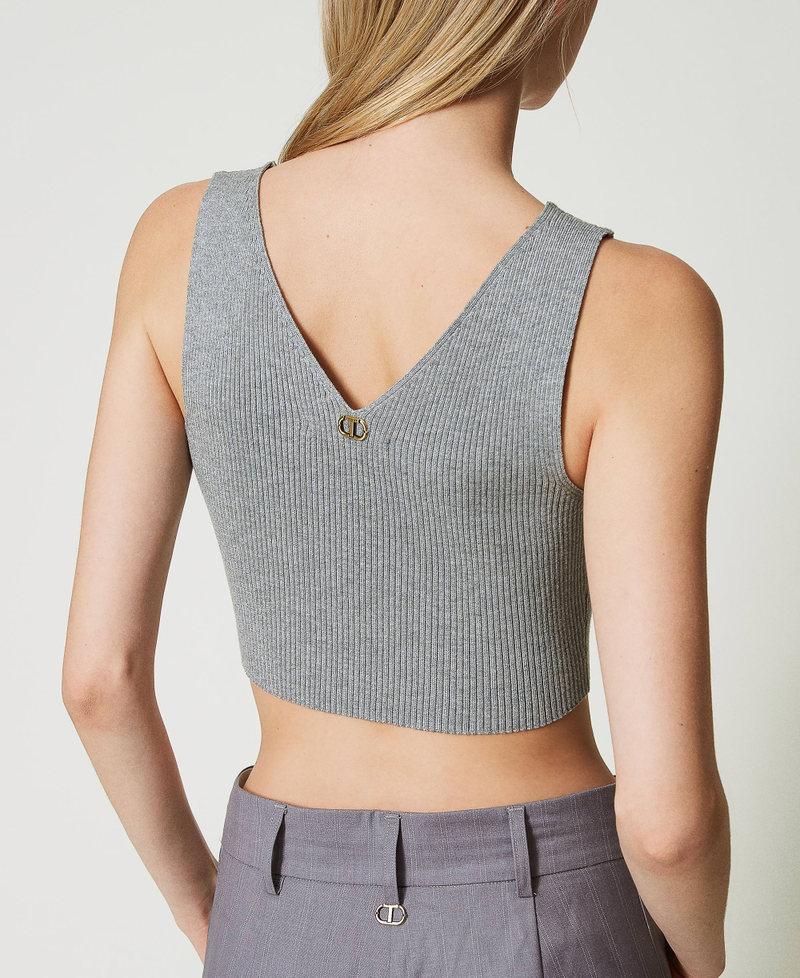 Scee by twin set Top cropped in maglia a costine Latest fashion