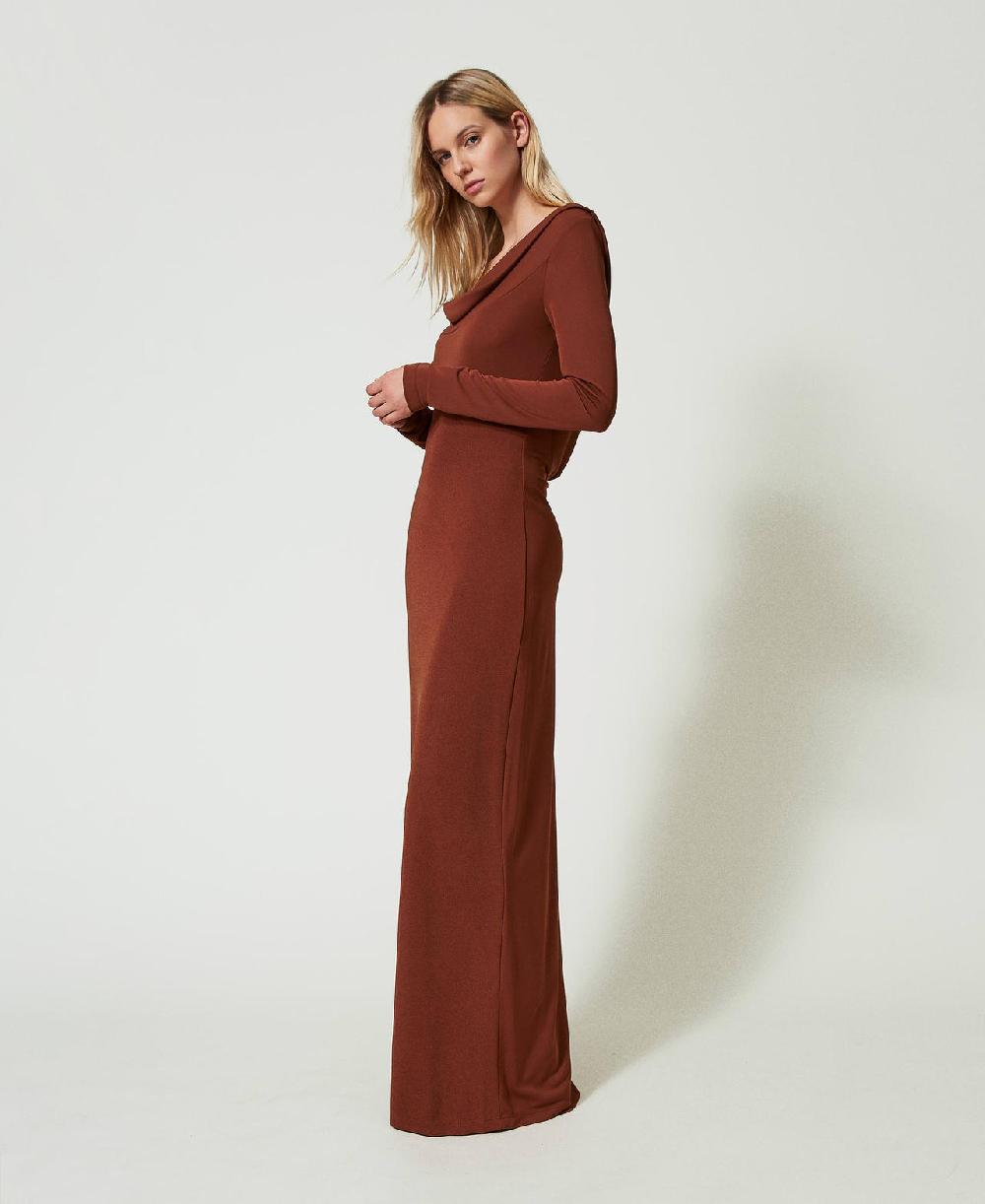Scee by twin set Abito lungo con collo drappeggiato Offerta temporanea