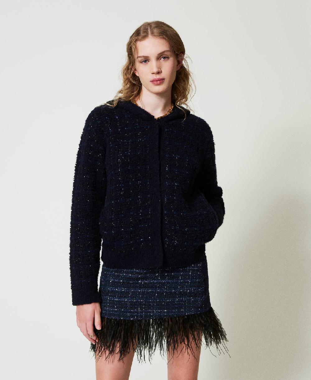 Scee by twin set Minigonna bouclé con piume Nuovi prodotti