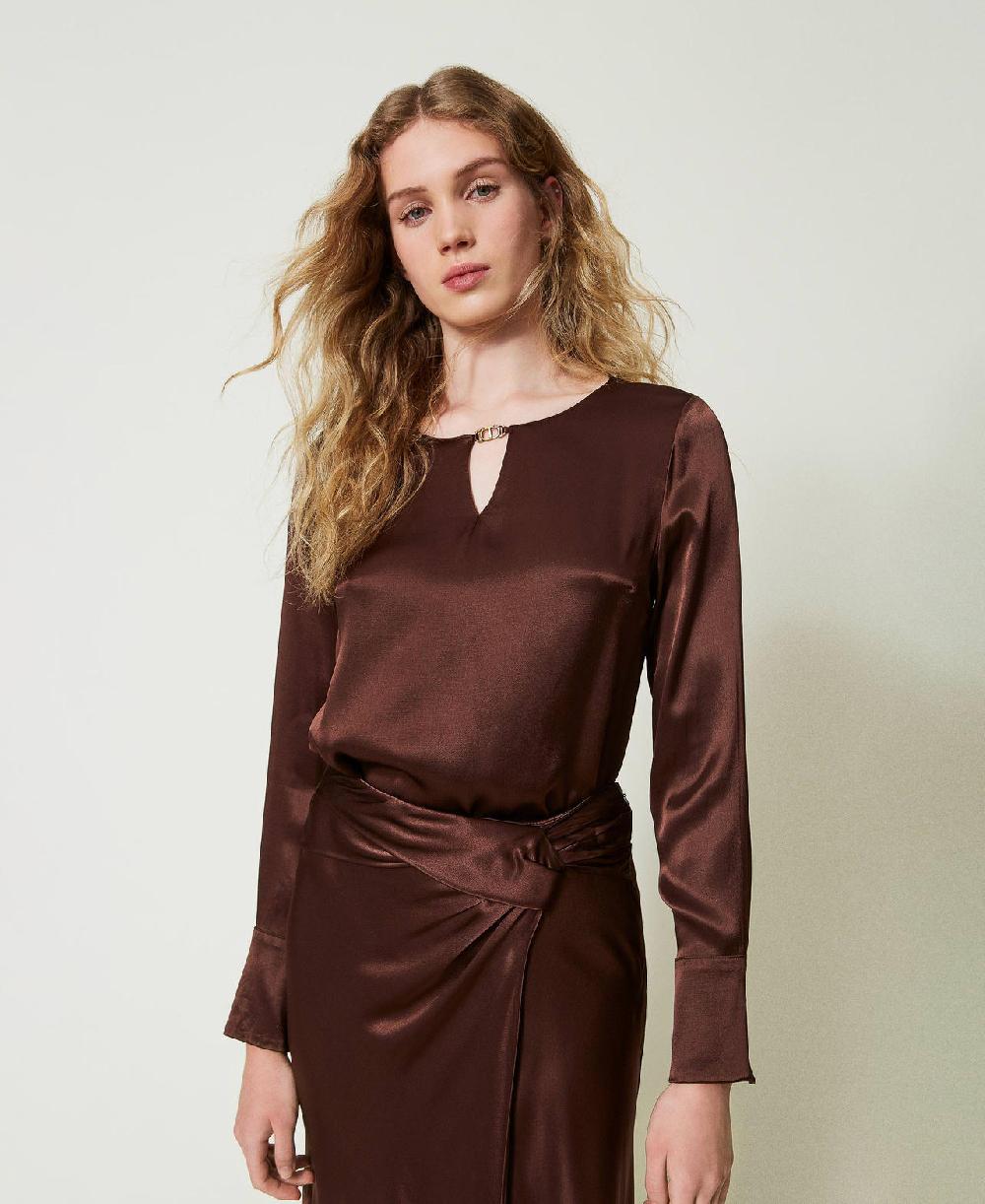 Scee by twin set Blusa in raso con Oval T Offerte giornaliere