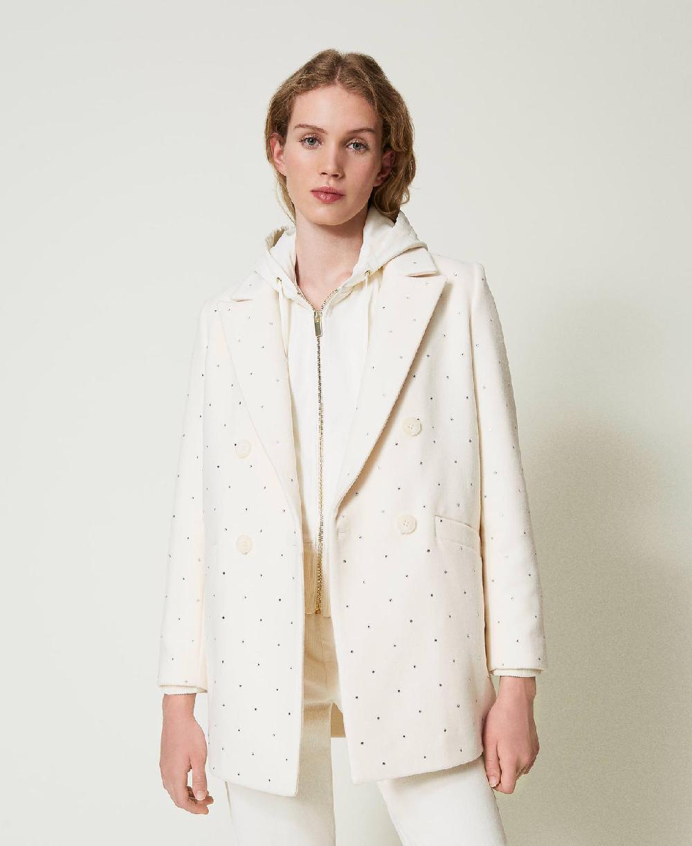 Scee by twin set Cappotto corto in panno con strass Enormi risparmi