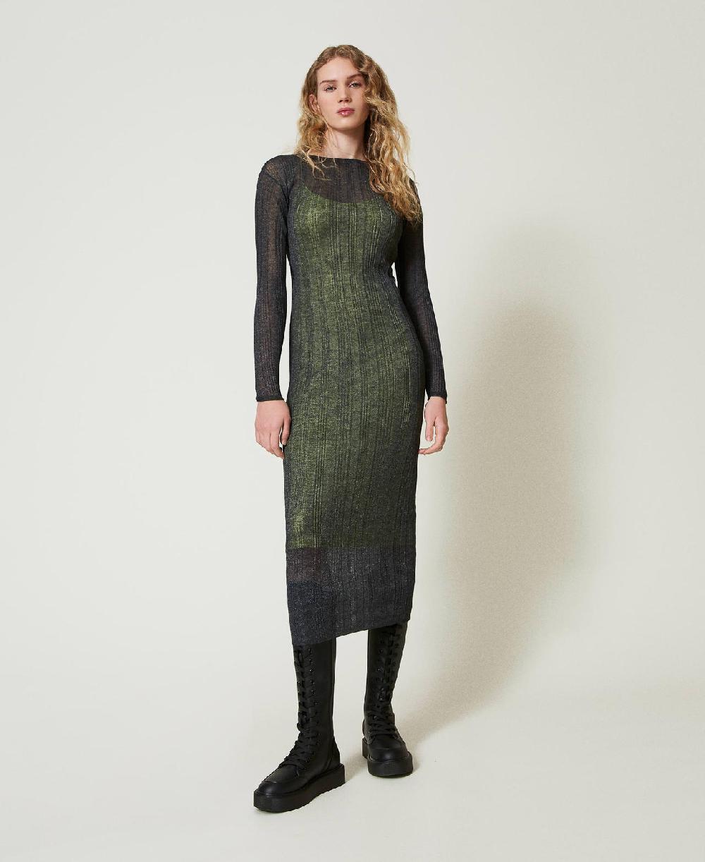 Scee by twin set Abito lungo fitted in maglia a costine Offerta settimanale