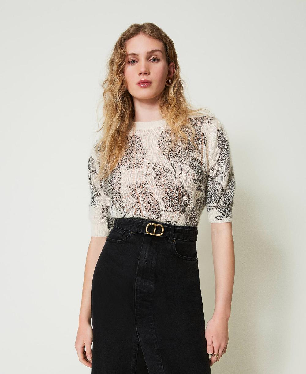 Scee by twin set Maglia cropped in misto lana e mohair Ritorno libero