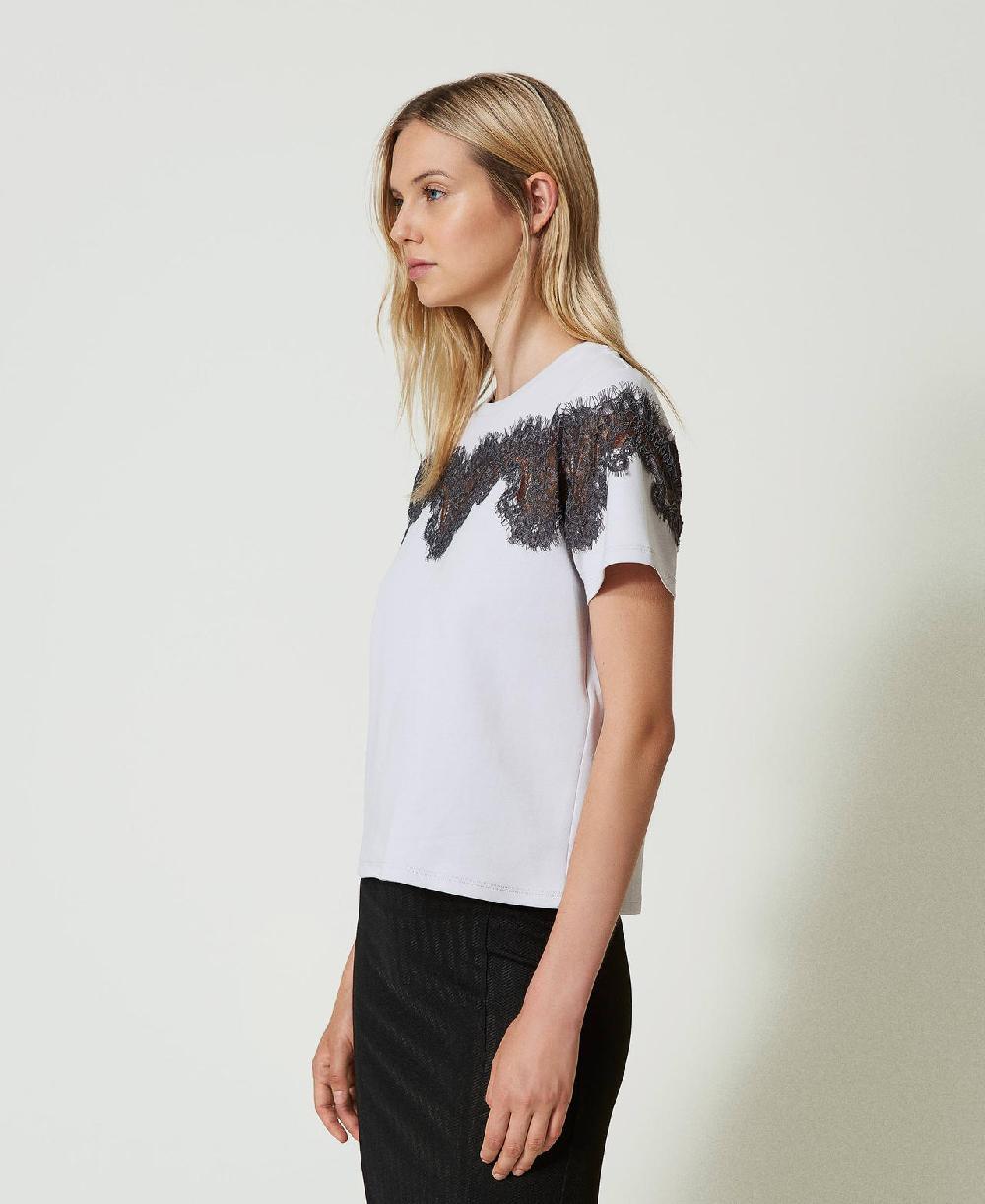 Scee by twin set T-shirt regular con pizzo intarsiato Ultimi due giorni