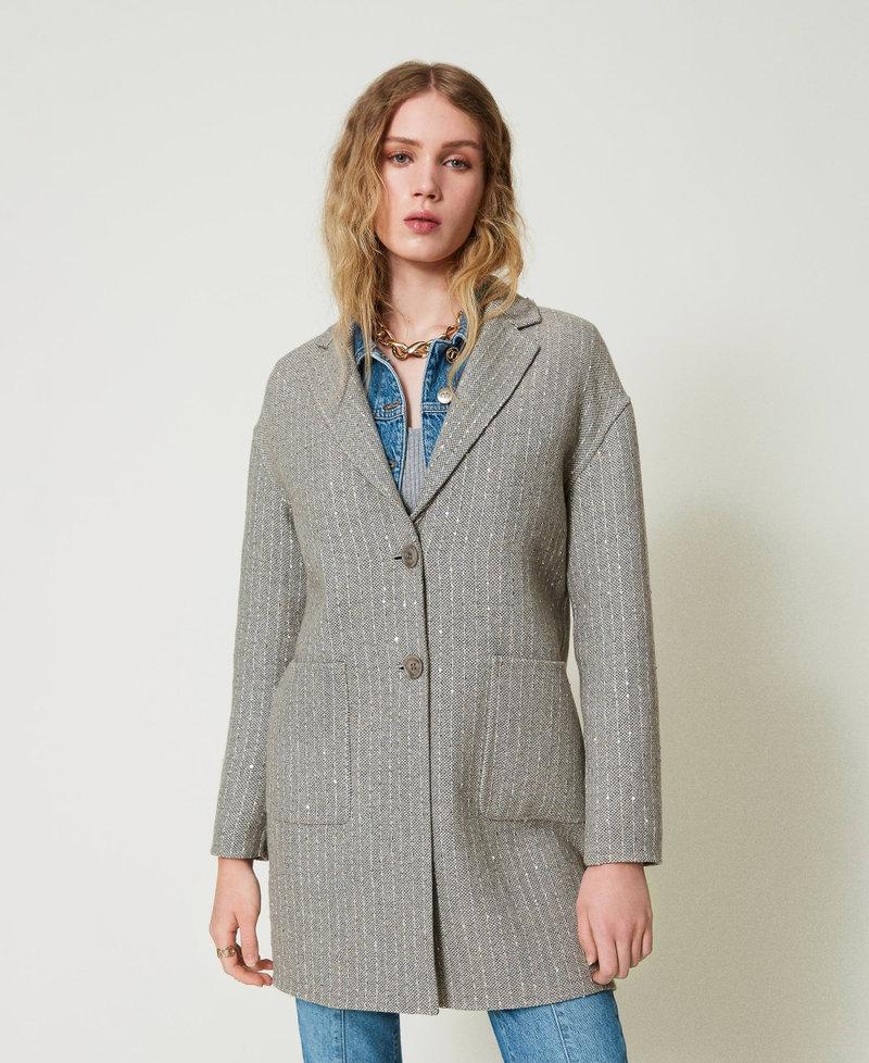 Scee by twin set Cappotto in panno double con paillettes Promozione temporanea