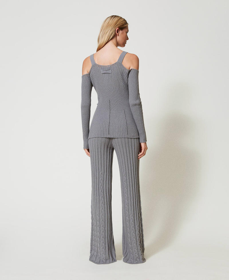 Scee by twin set Pantaloni flare in filato Treeblend con trecce Fino al 60% di sconto